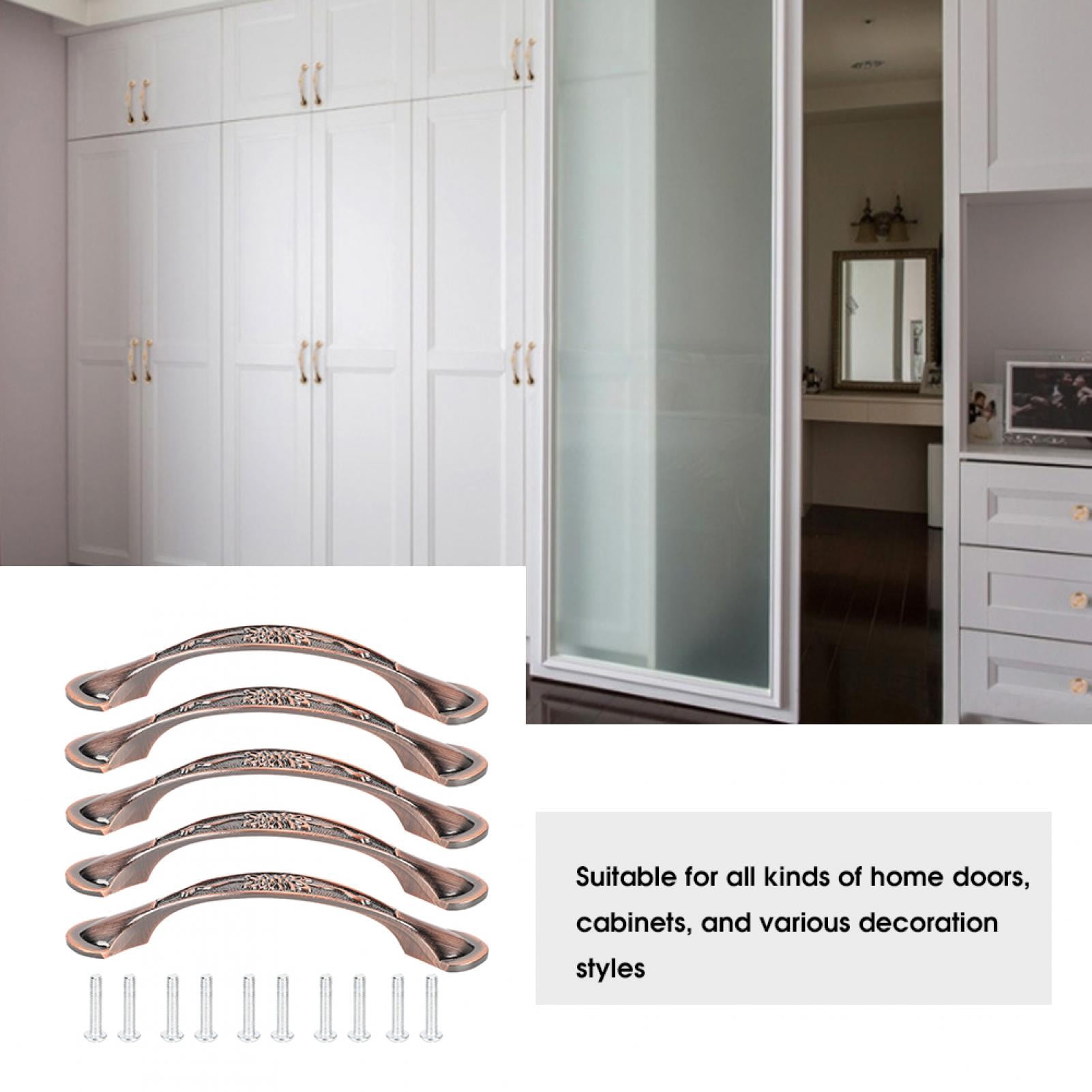 BIMZUC 10 Pack Red Bronze Cabinet Hardware Pulls, Simple Zinc Alloy Drawer and Cupboard Door Bar Handles for Home Office Furniture, 96mm Hole Pitch (4.4 x 0.6 inches / 11.4 x 1.6 cm)