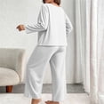 thumbnail image 6 of Byworldtasic Womens Plus Size Lounge Set 2 Piece Outfits Sweatsuits Tracksuit Long Sleeve Baggy Wide Leg Pant Sets, 6 of 7