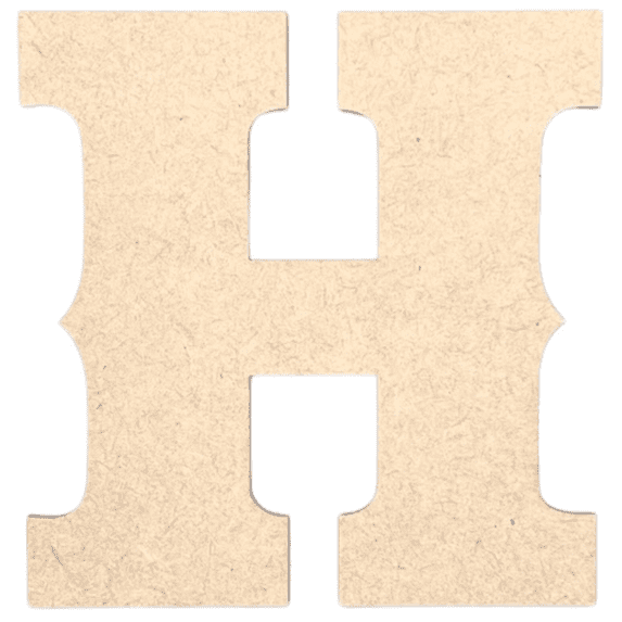Krafty Supply 6" Tall Western Block - MDF Letter H | 1/4" Thick | Unfinished Wooden Letters | Craft Alphabet Initials
