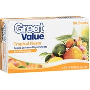 Great Value Tropical Fiesta Dryer Sheets Fabric Softener, 80 Count