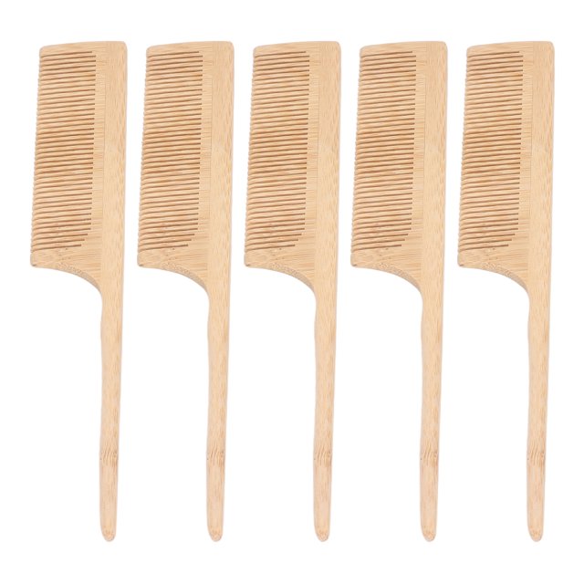 Peinado de Burla de la Rata, Colorante Seguro para El Cabello Resistente Al Calor de Bambú Con Dientes Redonteados antiesticos 5 Pieza Peine de Cola de Rata Para Peluquero