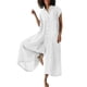 thumbnail image 2 of ICHUANYI Clearance Women's Solid Color Casual Short Sleeved Medium Length Cotton Linen Shirt Jumpsuit(White, M) ICHUANYI WER2023080912571, 2 of 5