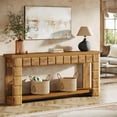 thumbnail image 4 of Finmind 70.9" Farmhouse 2-Tier Console Table, Extra Long Entryway Table with Storage, Narrow Wood Sofa Table, Perfect for Living Room, Hallway, Oak Brown, 4 of 7