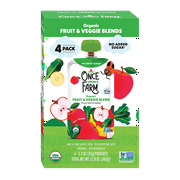 Once Upon a Farm Green Kale & Apples Organic Kids' Snack Pouch Multipack, 4-3.2oz