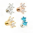thumbnail image 3 of Flat Back Studs Internally Threaded Surgical Steel 16g with Twin CZ Star Top, 3 of 8