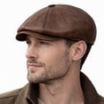 thumbnail image 5 of Men’s Genuine Leather Flat Cap – Classic Newsboy Ivy Hat, Warm Lined, Casual & Dress Wear, 5 of 6