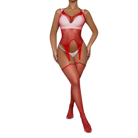 

Pedort Plus Size Lingerie Women Lingerie Set Lace 2 Piece Teddy Bodysuit(Red One Size)