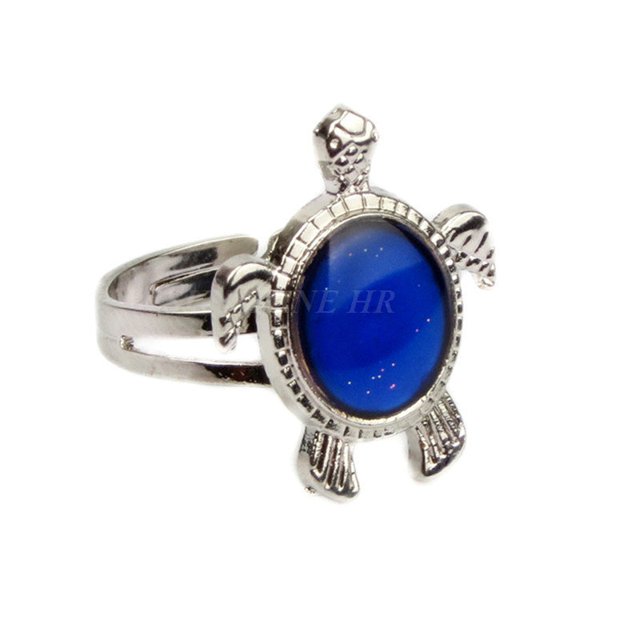 Unique Sea Turtles Shape Temperature Sensing Color Changing Hand Couple Alloy Ring for Gifts