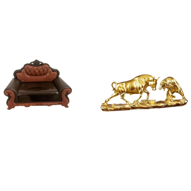 Sofá Miniatura, Sillón Individual, Modelo DIY, Accesorio, Mueble Miniatura Para Habitación, Regalo De Micropaisaje, Decoraciones De Paisaje Con Figura De Toro, Estatua De Oso Y Toro Feng