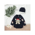 thumbnail image 2 of Seyurigaoka Infant Baby Boys Girls Knitted Romper Cartoon Christmas Cookies Pattern Round Neck Long Sleeve Sweater + Beanie Hat Set, 2 of 9