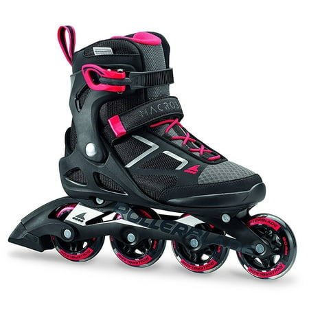 rollerblade macroblade 80 women's adult fitness inline skate, black and pink, performance inline