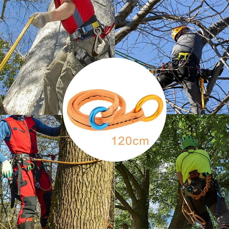 Tree Climbing Cambium Saver Retrievable Anchor, Climbing Rope Loop Rope  Belt Tree Arborist Friction Saver for Rock Climbing Backpacking , Orange  120cm