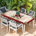 thumbnail image 2 of Christmas Cardinal Table Cloths for 4 Foot Rectangle Tables, Winter Red Bird Vintage Xmas Berry Leaf Patio Waterproof Elastic Fitted Tablecloths, Washable Rectangular Table Cover for Camping, 2 of 8