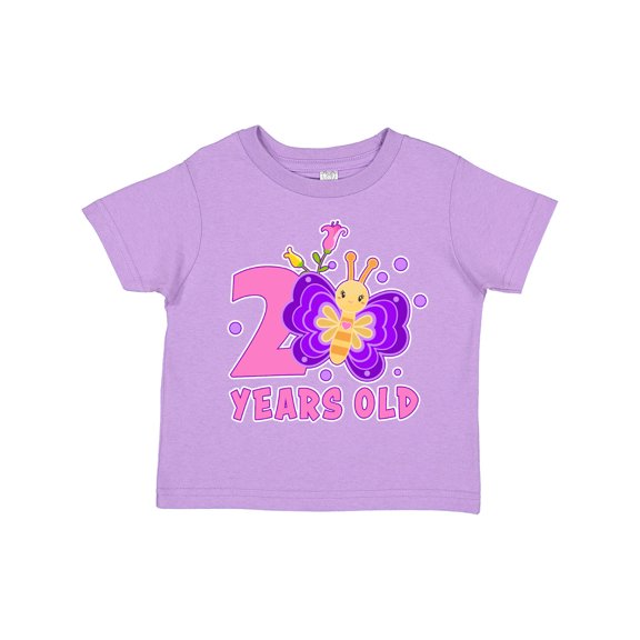Inktastic 2 Years Old with Butterfly and Flowers Girls Toddler T-Shirt
