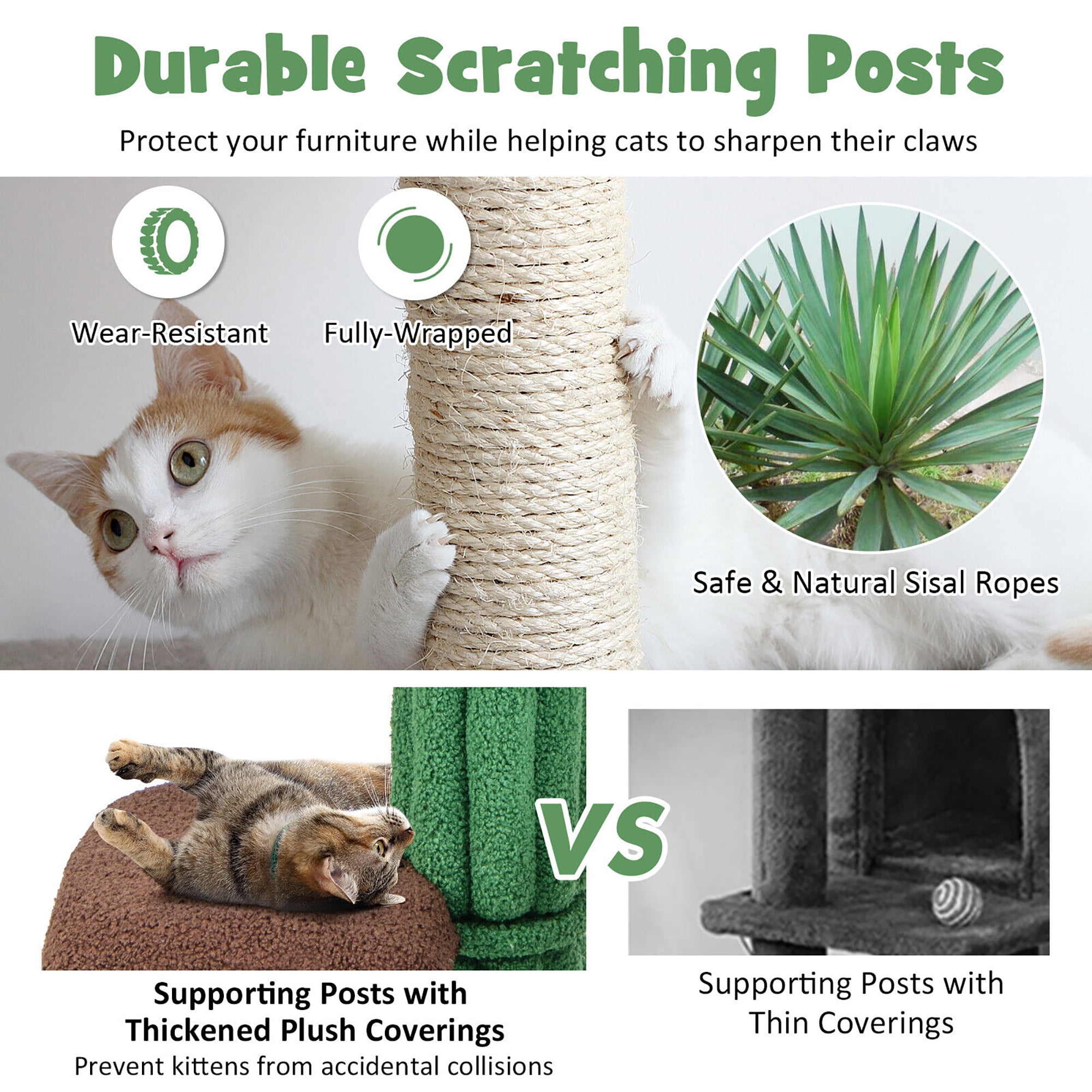 Gymax 7-Tier Modern Cat Tree Tower 61'' Cat Climbing Stand with Sisal Scratching Posts