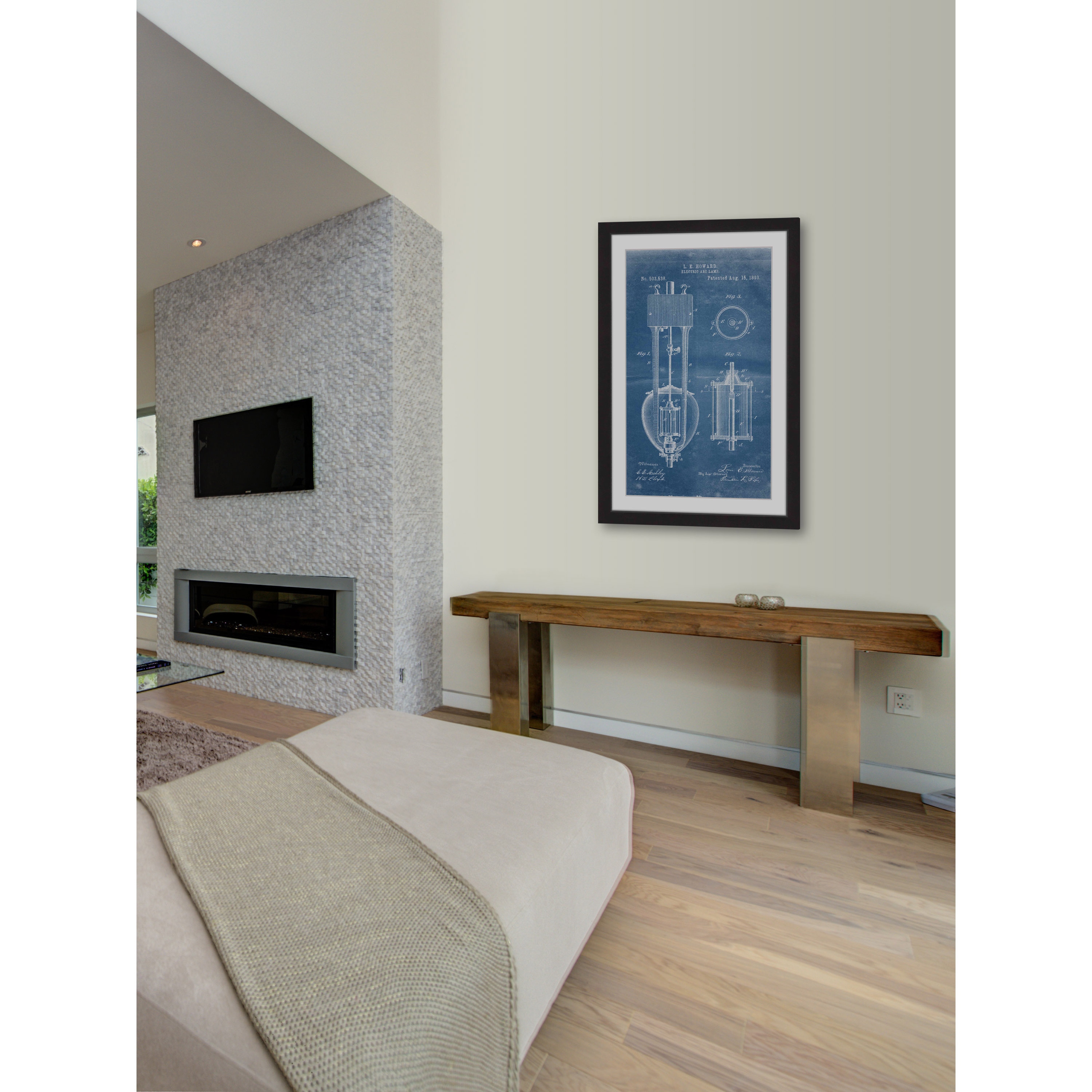 "Arc Lamp 2 1893 Blueprint" Framed Painting Print