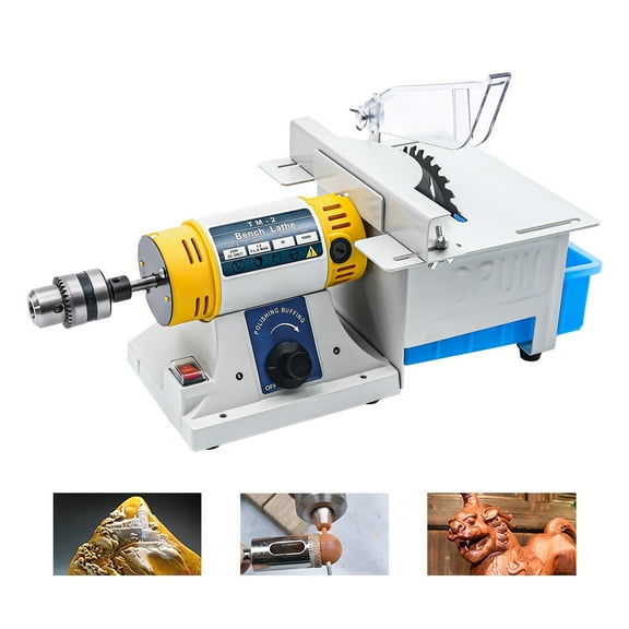 Mini Table Saw Multifunctional Woodworking 10000RPM Gem Jewelry Rock Polishing Buffer Cutting Machine Bench Lathe Grinder 320W ,Motion Detection