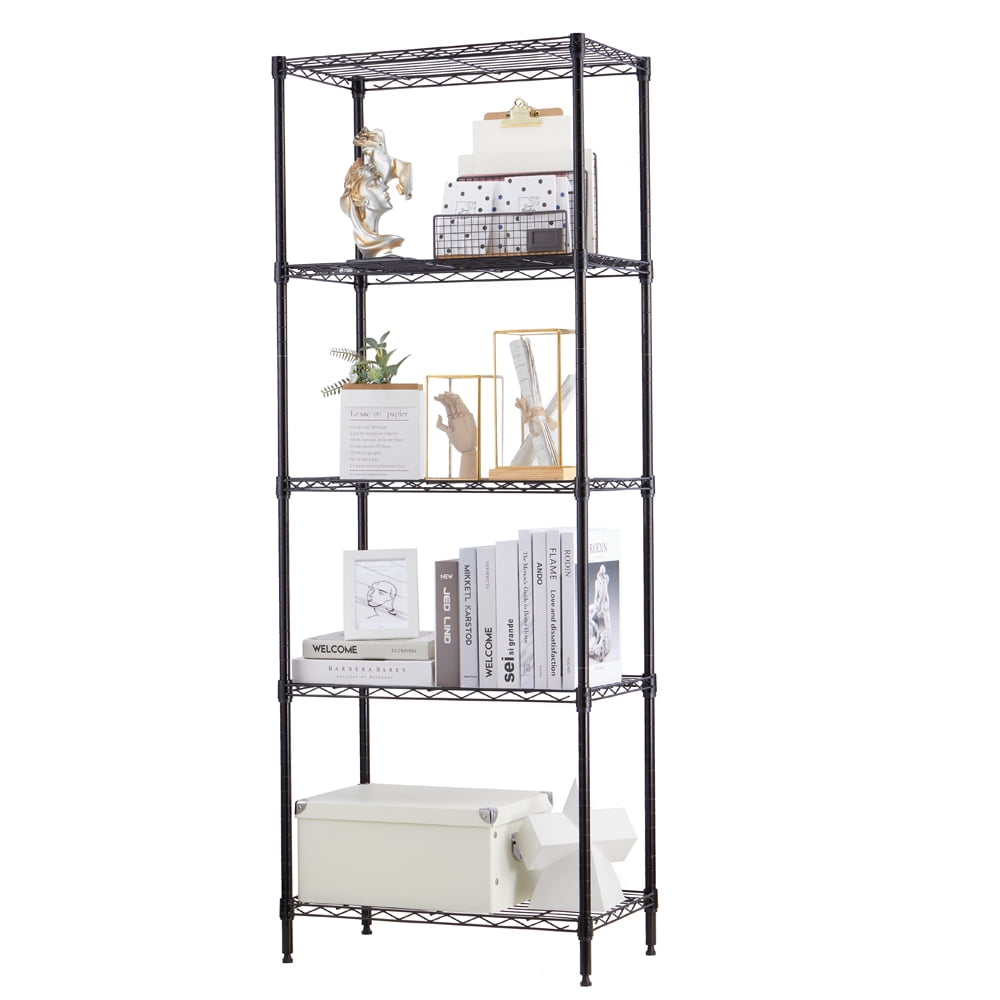5 tier black utility wire shelving unit 14x24x63in