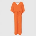 thumbnail image 3 of ZOELNIC Womens Summer 2 Piece Outfits Short Sleeve V Neck Tops Wide Leg Long Pants Casual Tracksuit Lounge Set, S, 3 of 4