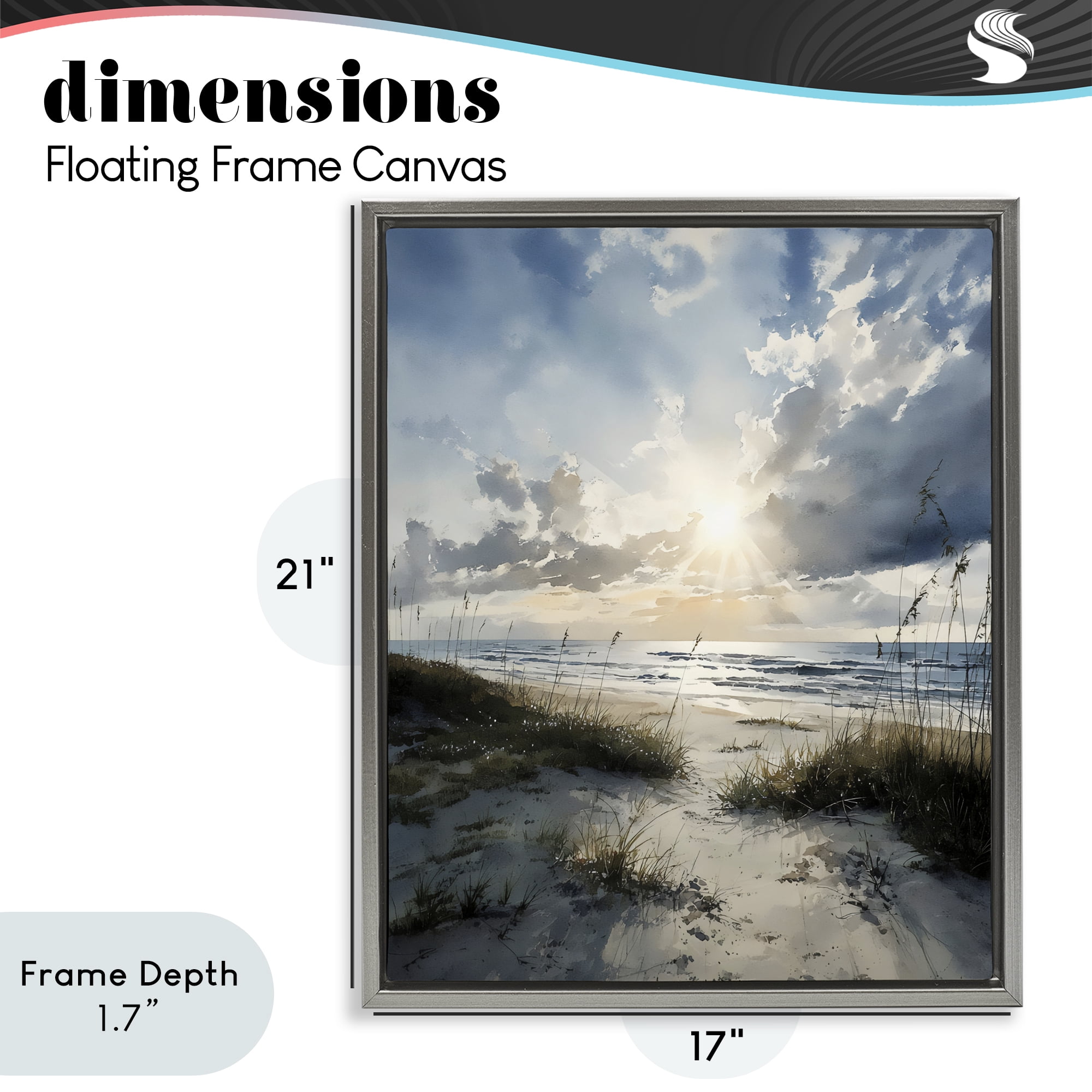 Stupell Industries Sunshine On The Beach Gray Framed Floater Canvas Wall Art, design by Franklyn Gregory