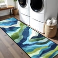 thumbnail image 6 of Teal Green Blue Watercolor Wave Hallway Runner Rug, 60x18 Inches Modern Abstract Long Floor Mat, Non-Slip Washable Coastal Art Rug for Entryway Kitchen, 6 of 9