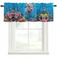thumbnail image 4 of Kitchen Valances for Window, Undersea World Funny Diving Pig Light Filtering Rod Pocket Valance Curtain, Summer Marine Coral Fish Short Curtains Window Topper for Bedroom Living Room 42x12in, 4 of 9