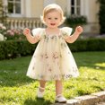thumbnail image 6 of Curuila Infant Toddler Girls Mesh Dress Flutter Sleeve Floral Embroider Square Neck Party Fashionable Dresses For Girls Size 3-6 Months, 6 of 7
