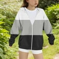thumbnail image 3 of Deals Mwjwdo Fall Clothes for Girls Zip Up Long Sleeve Hooded Sweatshirts with Pocket Drawstring Color Block Hoodies Gray 4-5Years, 3 of 4