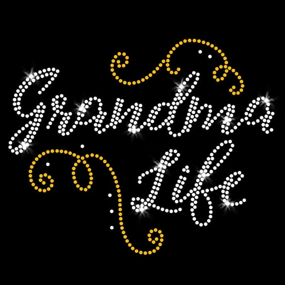 Grandma Life Iron-on Clear Rhinestone and Rhinestud Transfer by JCS Rhinestones