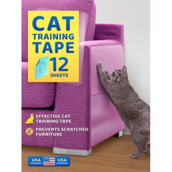 Cat Scratch Training Tape Sheets (12 Pcs), Furniture Couch Protector Deterrent Tape by KapStrom
