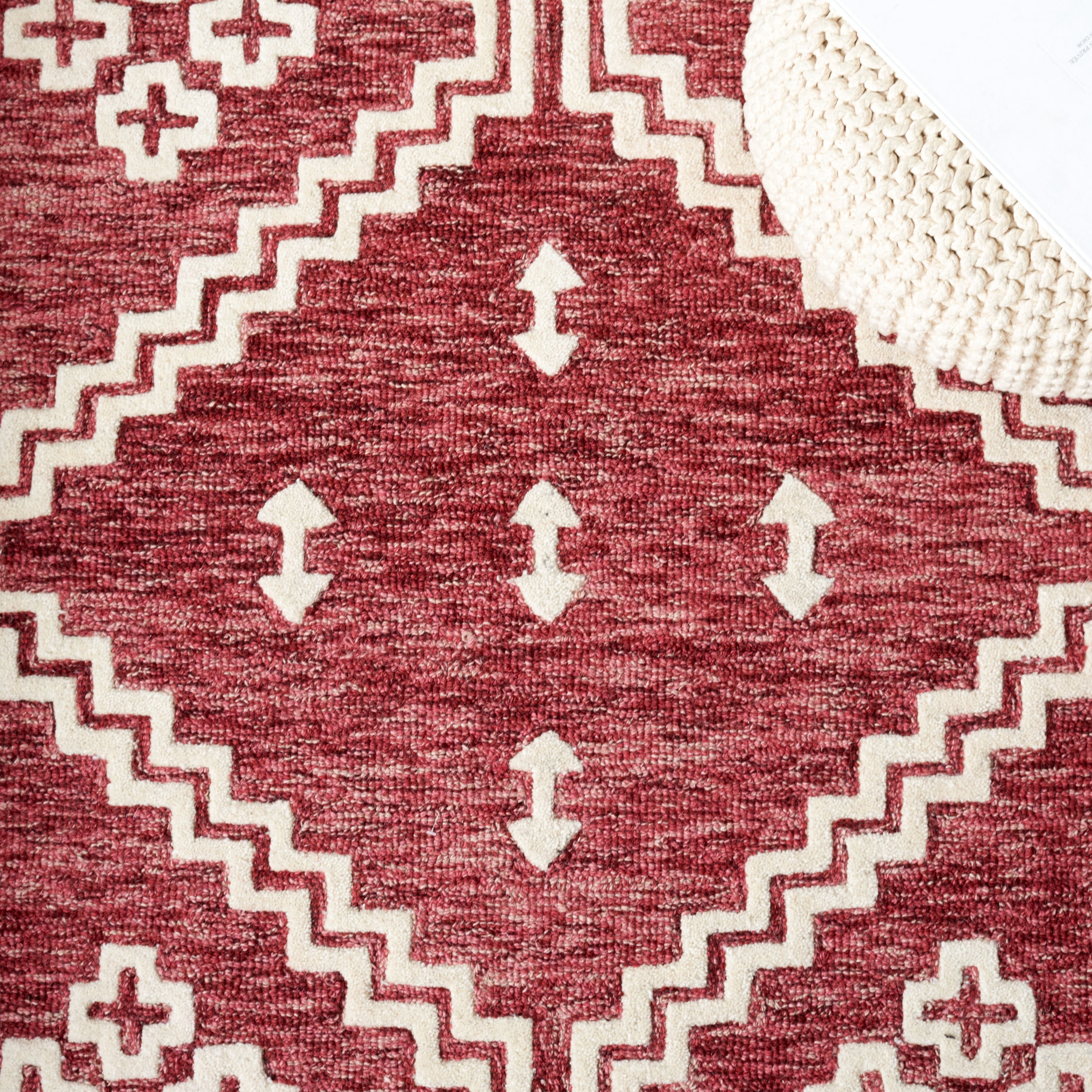 Safavieh Abstract Adolf Geometric Wool Area Rug, Red/Ivory, 6' x 6' Square