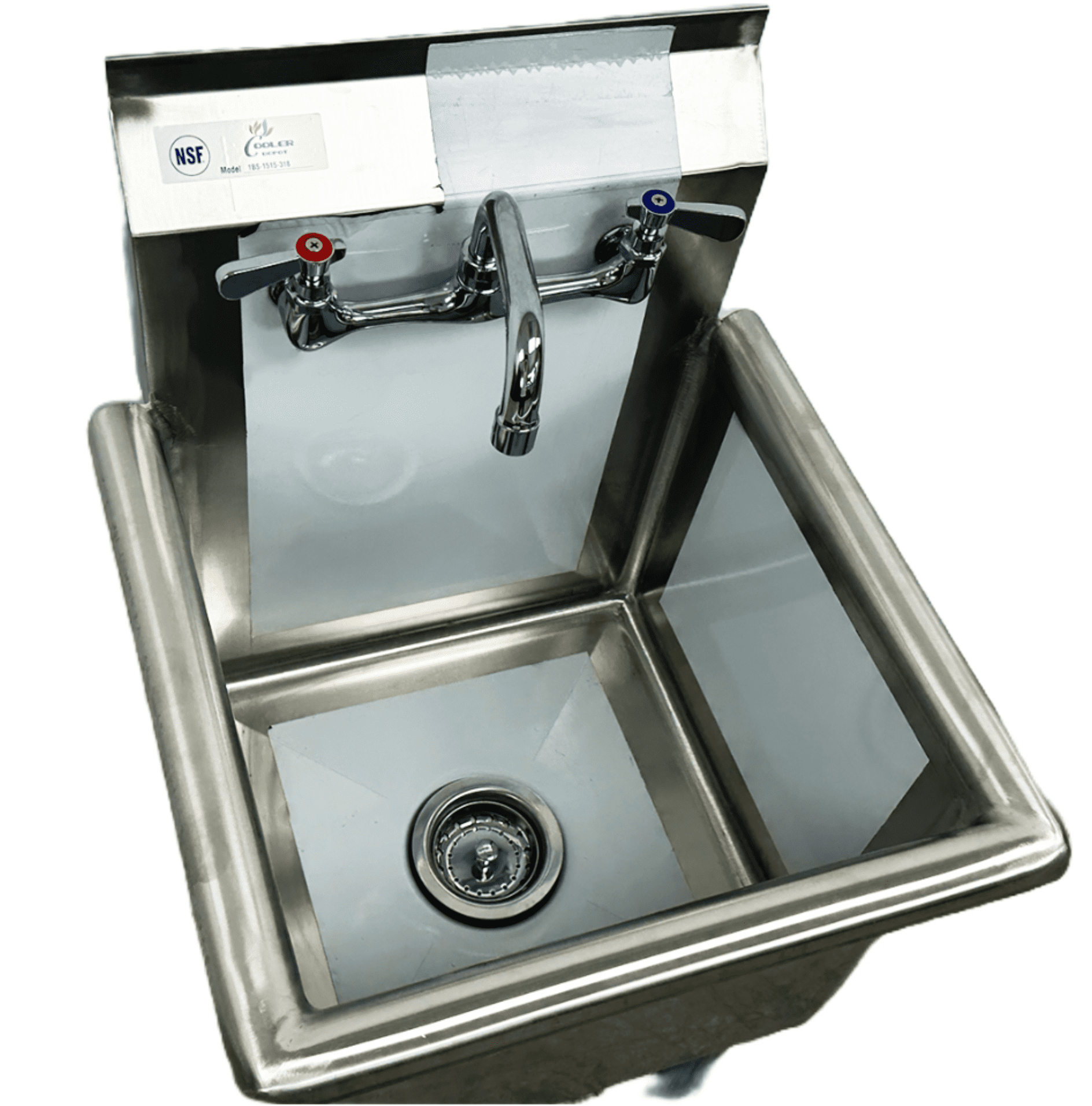 NSF 45 in. 3 Compartment Utility Sink with Faucet, Drainboard Utility Sink, Workshops Use Freestanding Sink with Legs