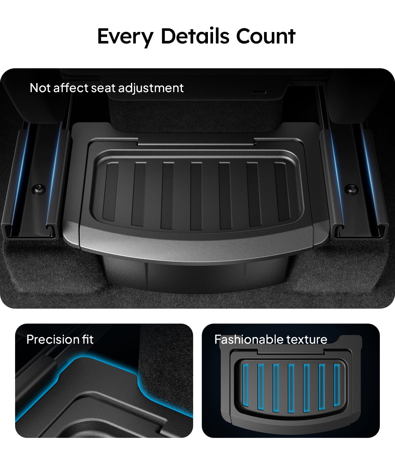 Wigoo Upgrade Tesla Model Y Juniper Accessories Rear Center Console Organizer [Partitioned Storage & Stable Installation] Backseat Storage Box for Tesla Model Y Juniper 2025~2026