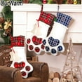 thumbnail image 3 of Christmas Pet Stocking Socks Dog Cat Paw Plaid Xmas Tree Hanging Ornament Gift, 3 of 7