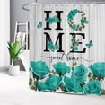 thumbnail image 2 of Peacock Blue Rose Butterfly Letter Shower Curtain for Bathroom Romantic Rose Floral Letter Home Bath Shower Curtain Summer Waterproof Fabric Curtain Shower with 12 Hooks, 72x78 inch, 2 of 6