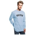 thumbnail image 2 of Daxton Retro Boston Arch Font Long Sleeves T Shirt Soft Medium Weight Cotton, Sky Tee Black Font, 3XL, 2 of 2