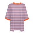 thumbnail image 5 of bnaln Womens Summer Tops Casual Crewneck Short Sleeve Sweatshirt Striped Color Block Trendy Pullover Loose Fit T Shirts Blouse Baggy Jumpers Fall Dressy Tshirts Going Out Tops, 5 of 5
