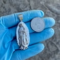 thumbnail image 3 of 925 Sterling Silver La Virgen De Guadalupe Holy Blessed Virgin Mary Oval Iced 9 Grams Charm Pendant 2" Inch, 3 of 9
