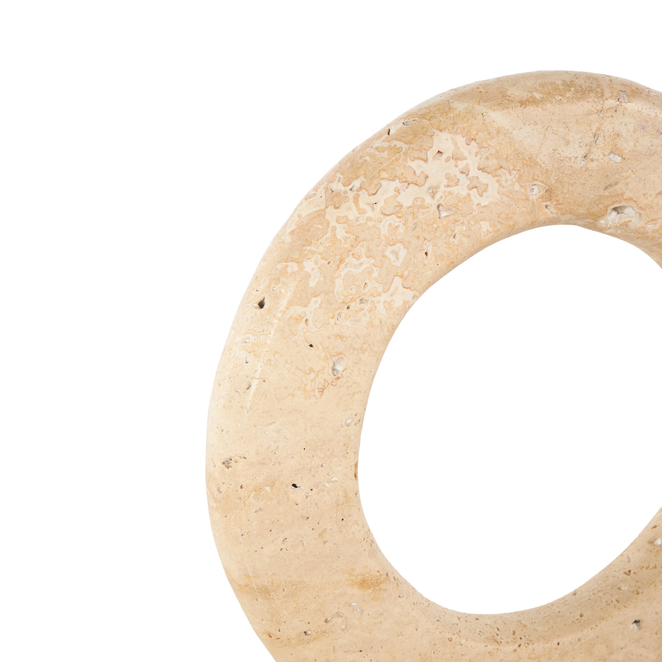 10" x 12" Cream Marble Ring Abstract Sculpture with White Base, by DecMode