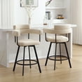 thumbnail image 3 of Zesthouse 26" Counter Height Swivel Barstools, Linen Upholstered Bar Stools Set of 2, Metal Base, Beige, 3 of 12