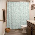 thumbnail image 3 of Green Floral Cute Shower Curtain - Water Repellent Fabric Shower Curtains Washable, Summer Cozy Botanical Decorative Polyester Cloth Bathroom Curtains Modern Bath Decor 72"x84", 3 of 8