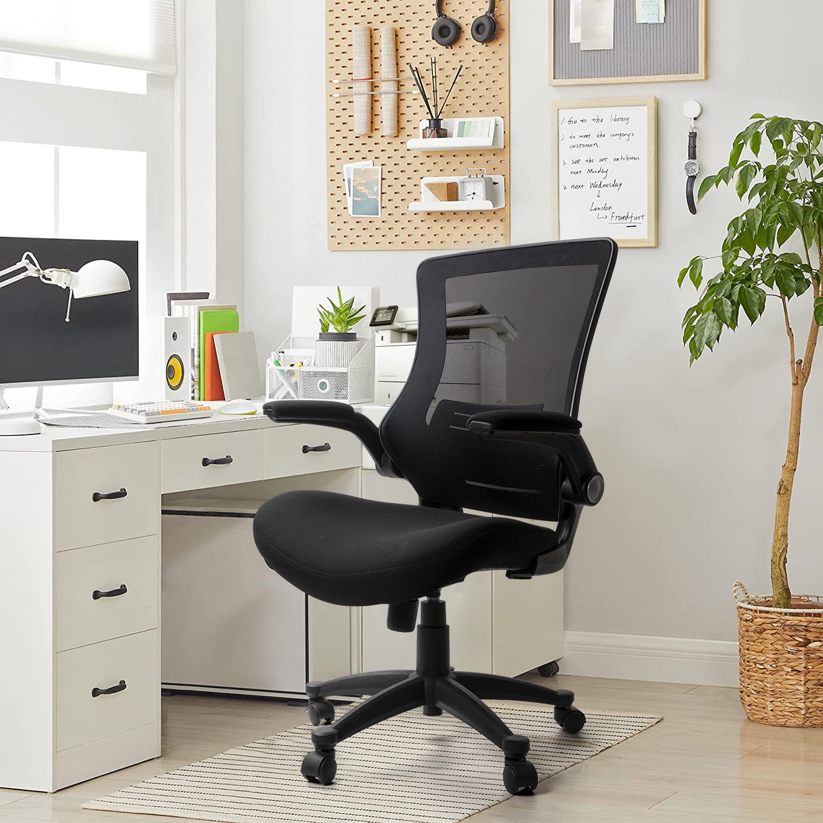 Ergonomic Mesh Office Chair Mid Back Computer Desk Chair with Lumbar Support, Black