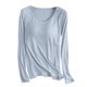 thumbnail image 2 of Pijama de manga larga para mujer, color liso, manga larga, cuello redondo, con copa acolchada, ropa de casa, pijama modal para mujer, 2 of 9