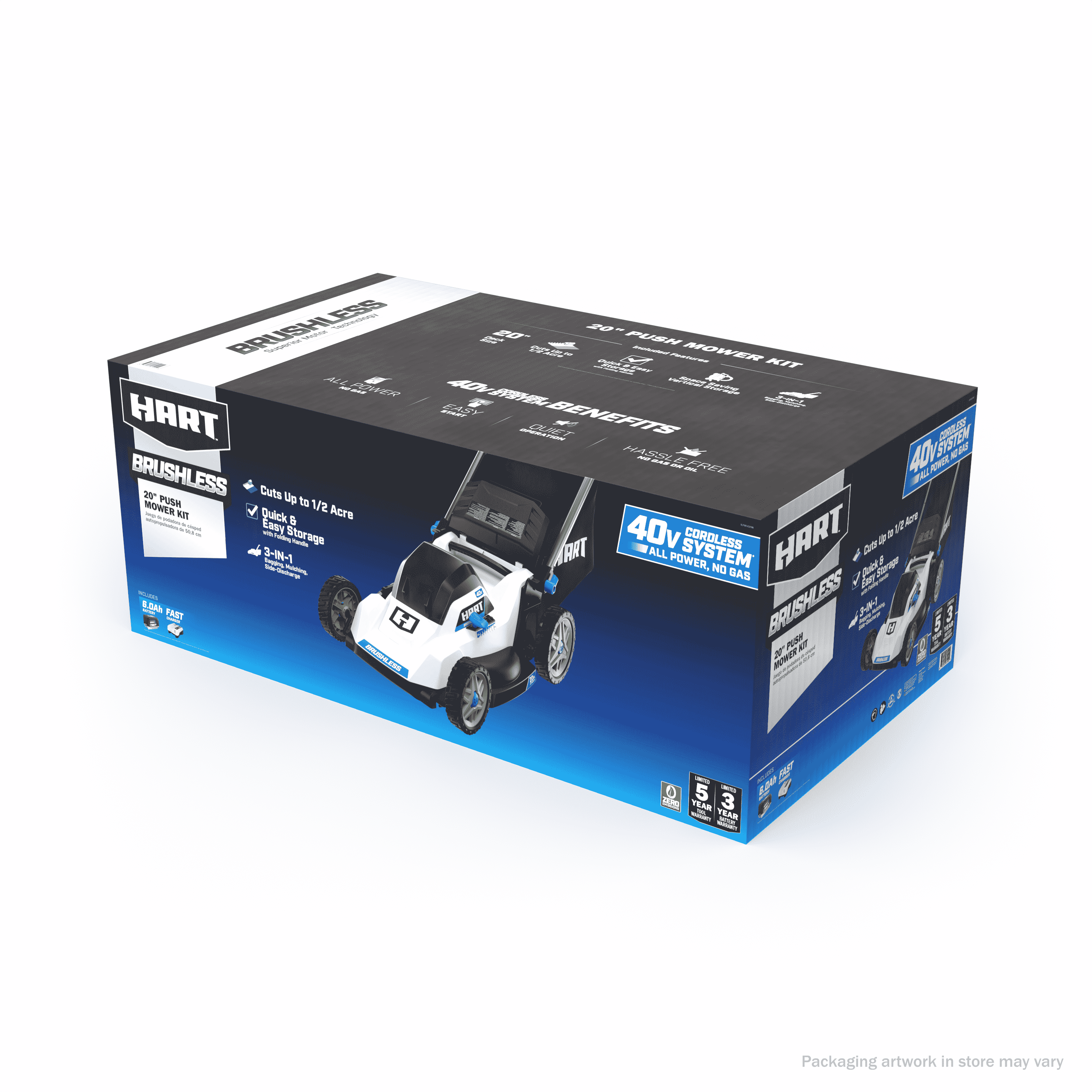 HART 40-Volt 20-inch Cordless Brushless Push Mower Kit, (1) 6.0Ah Lithium-Ion Battery - image 2 of 17