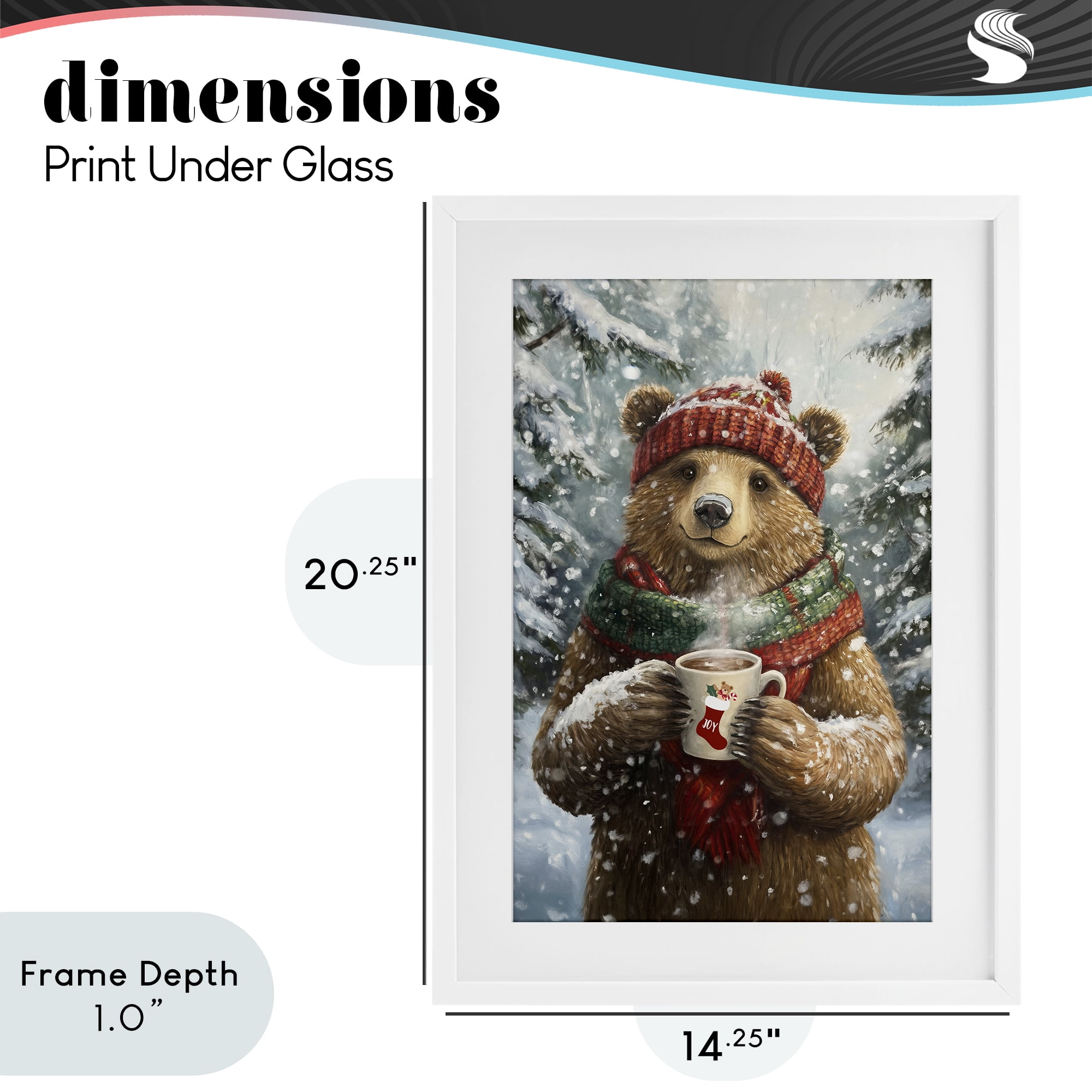 Stupell Industries Christmas Cocoa Bear White Framed Print Under Glass, design by Tina LeCour