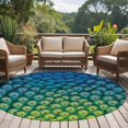 thumbnail image 4 of Round Rug 6Ft Washable Non-Slip, Ombre Peacock Circle Area Rugs for Living Room Bedroom, Vintage Abstract Peacock Feather Gradient Blue Indoor Floor Mats Carpet Runner for Home Decor Aesthetic, 4 of 8