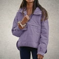thumbnail image 2 of ZHOUCHANKIDS Women's Pullover Puffer Jacket Hooded Oversized Lightweight Quilted Jacket Winter Warm Padded Coat Purple S, 2 of 5