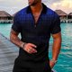 thumbnail image 4 of Camisas s Para Hombre Manga Larga Camisa informal de manga corta con cuello vuelto y cremallera con estampado informal para hombre (Blue, 3XL), 4 of 5