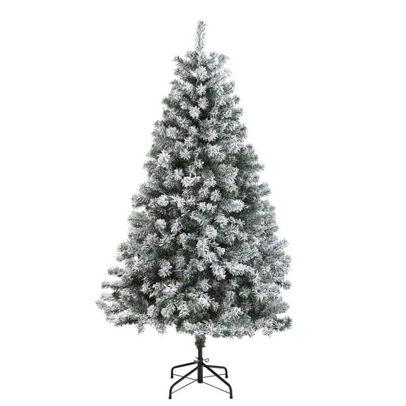 Nearly Natural 6ft. Flocked Rock Springs Spruce Artificial Christmas Tree