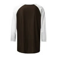 thumbnail image 5 of Htigea Women's 3/4 Raglan Sleeve Shirts Casual Crewneck Tees Patchwork Baseball Sport T Shirt Tops Brown,S, 5 of 5